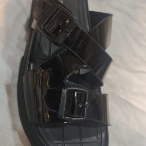 black jelly sandals